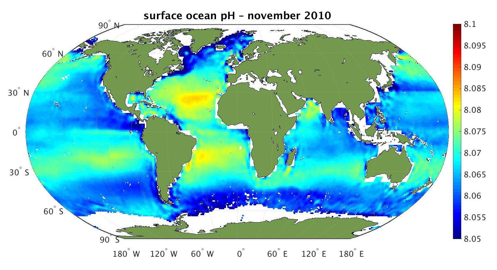 L acidification des océans cartographiée par les satellites