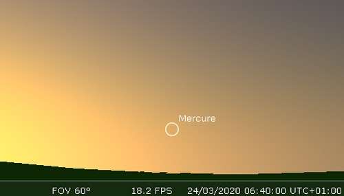 Plus grande élongation de Mercure à l'ouest du Soleil