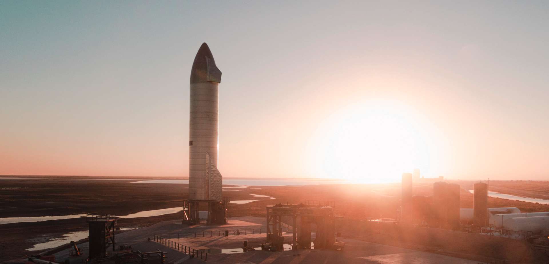 Le prototype SN9 du Starship avant son lancement. © SpaceX