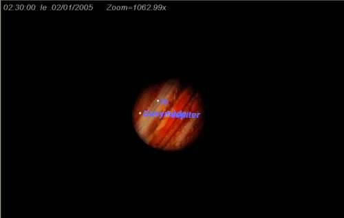 Les satellites Io et Ganymède passent devant le disque de Jupiter