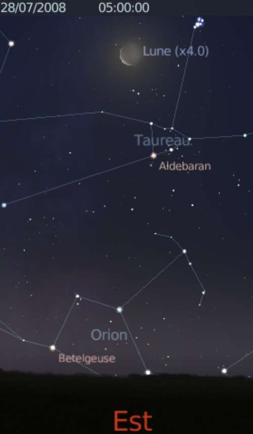 La Lune en rapprochement avec l'étoile Aldébaran