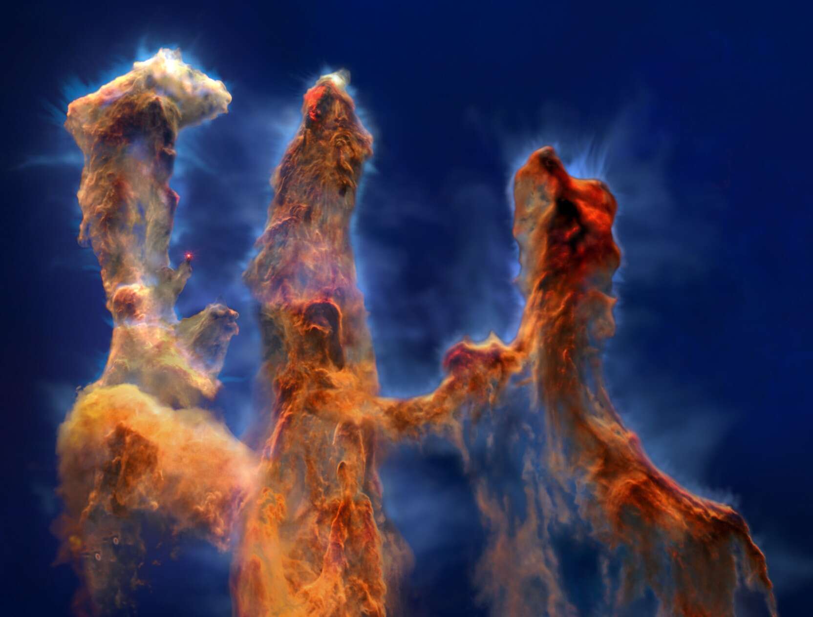 Hubble i James Webb zabierają nas w niesamowitą trójwymiarową podróż do „filarów stworzenia”