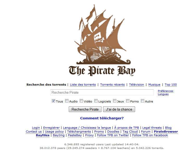 where is the new pirate bay website