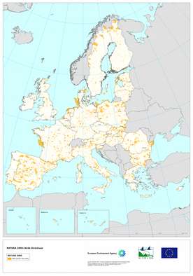 Carte des zones de protection spéciale dans l’UE des 27. La carte est disponible en haute définition. © Agence européenne de l’environnement