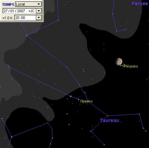 La Lune passe à proximité des Pléiades (M45)