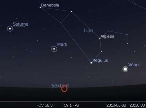 éphéméride Les Planètes Saturne Mars Et Vénus Et Létoile