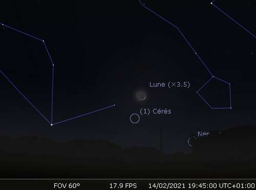 La Lune en rapprochement avec Cérès