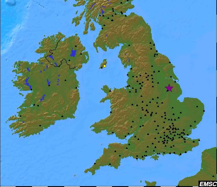 En février 2008, dans les minutes qui ont suivi une secousse sismique, l'analyse des appels a montré qu'elle avait été ressentie dans la plus grande partie de l'Angleterre. © CSEM