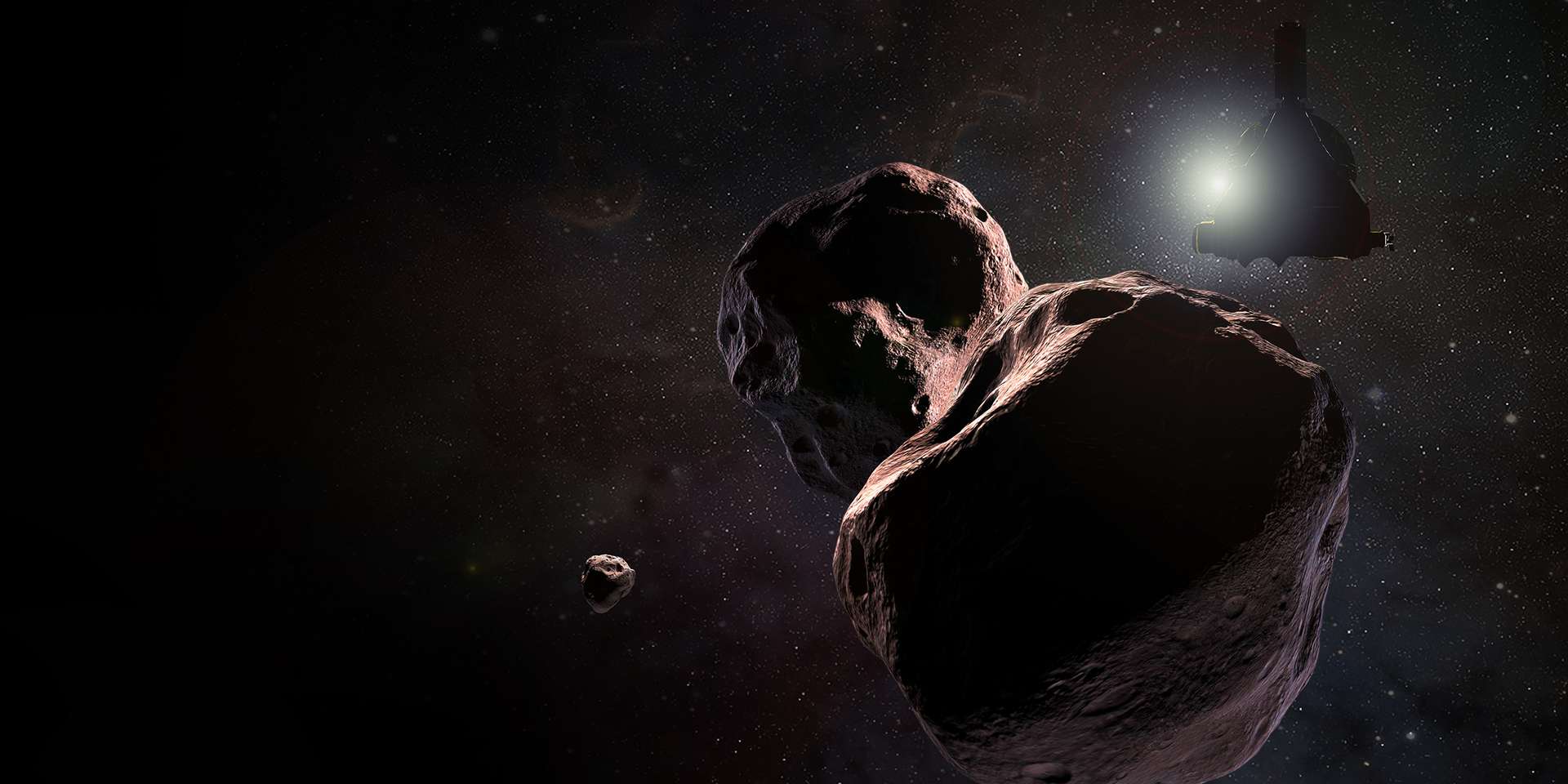 Illustration de New Horizons survolant Ultima Thulé. © Nasa, SwRI, JHUAPL