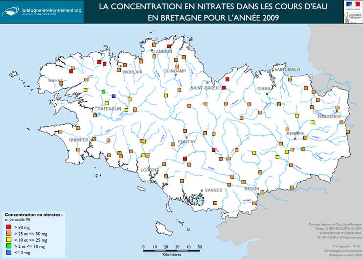 carte cours d eau bretagne La pollution des eaux en Bretagne : agriculture et algues vertes 