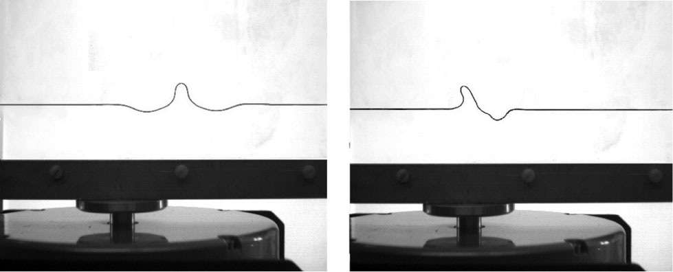 Les ondes de Faraday solitaires observées par les chercheurs. © Jean Rajchenbach et al., American Physical Society