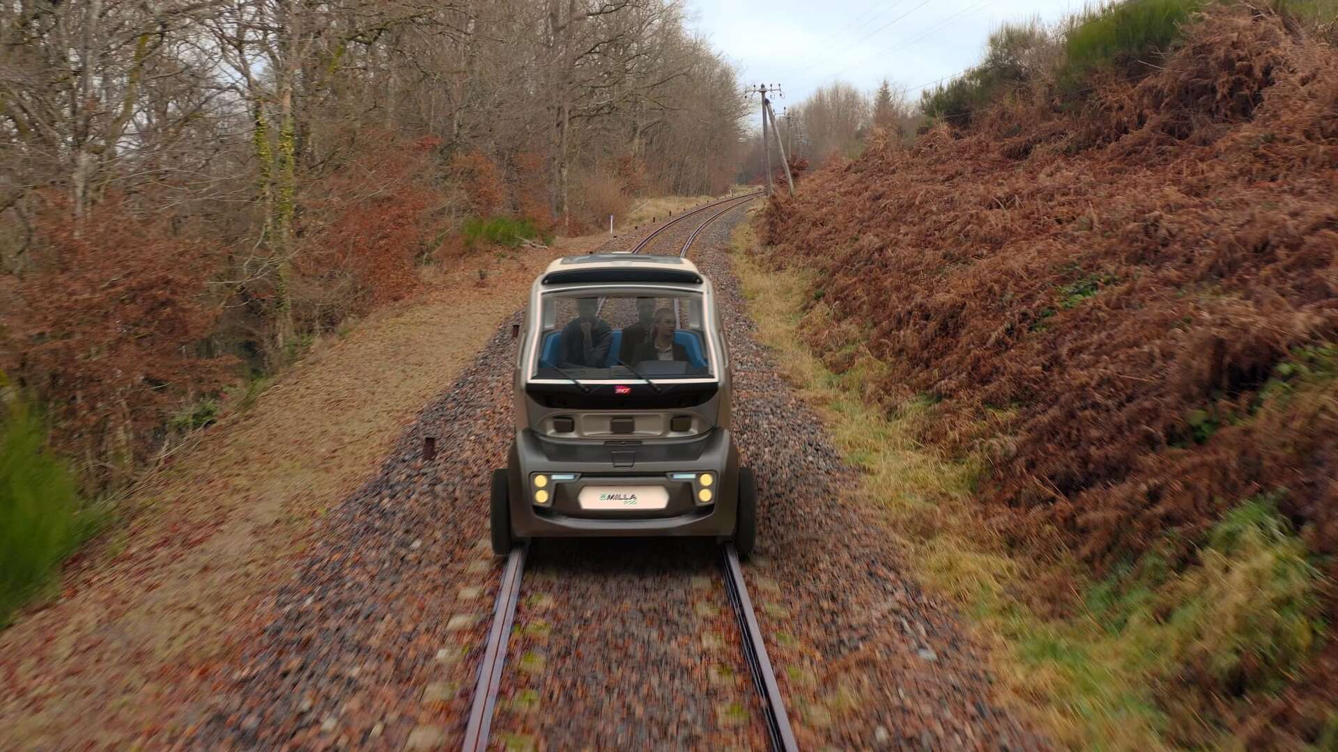 An electric car running on railways in the underprivileged regions of France