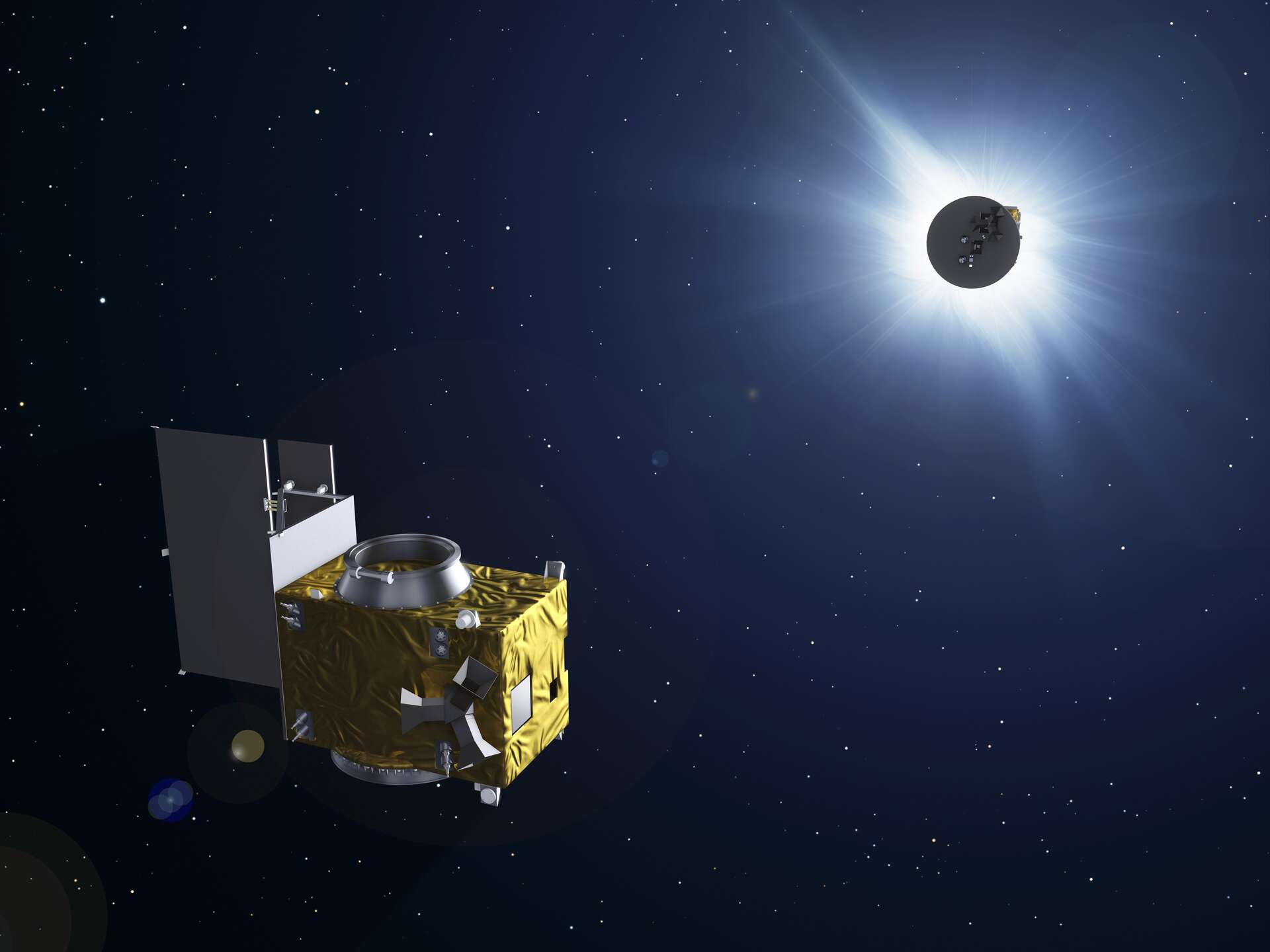 The duo of satellites will eclipse the Sun for several hours!