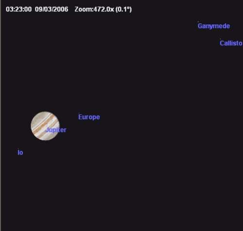 Le satellite Europe disparait dans l'ombre de Jupiter