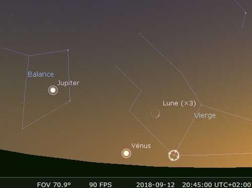 La Lune en rapprochement avec Vénus et Spica