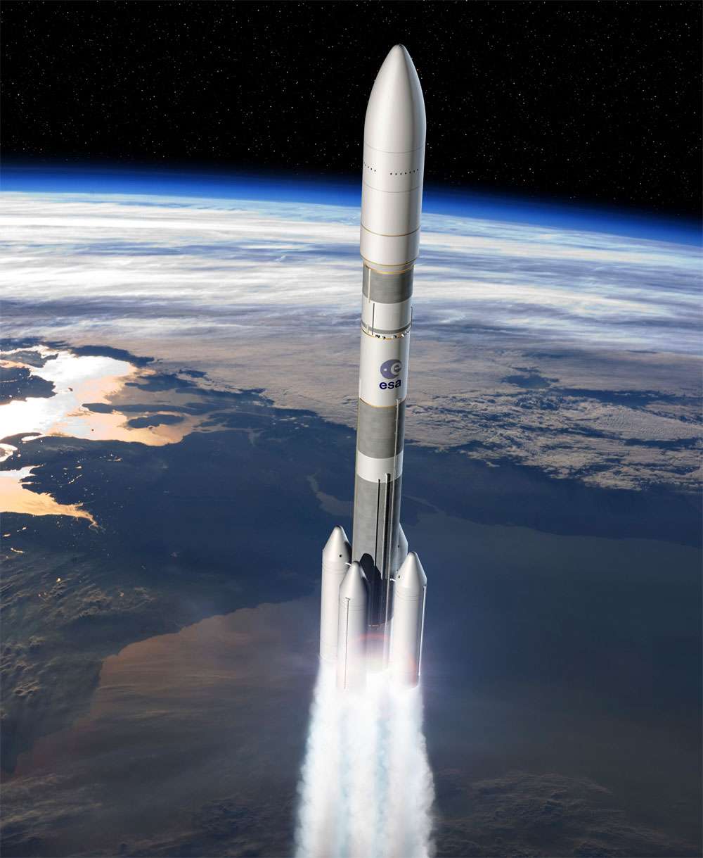 En donnant son feu vert au développement d'Ariane 6, l'Europe rassure les clients d'Arianespace qui, ainsi, étoffe son offre de services avec un lanceur moins coûteux qu'Ariane 5. © Esa, D. Ducros