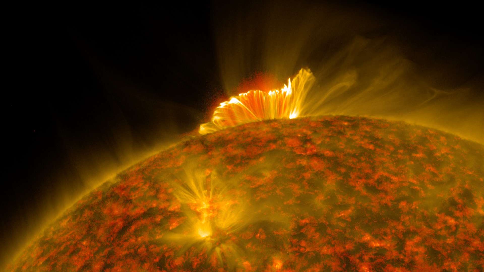 Activité observée sur le limbe solaire le 29 novembre 2020. © Nasa, SDO