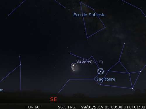 La Lune en rapprochement avec Saturne et Nunki