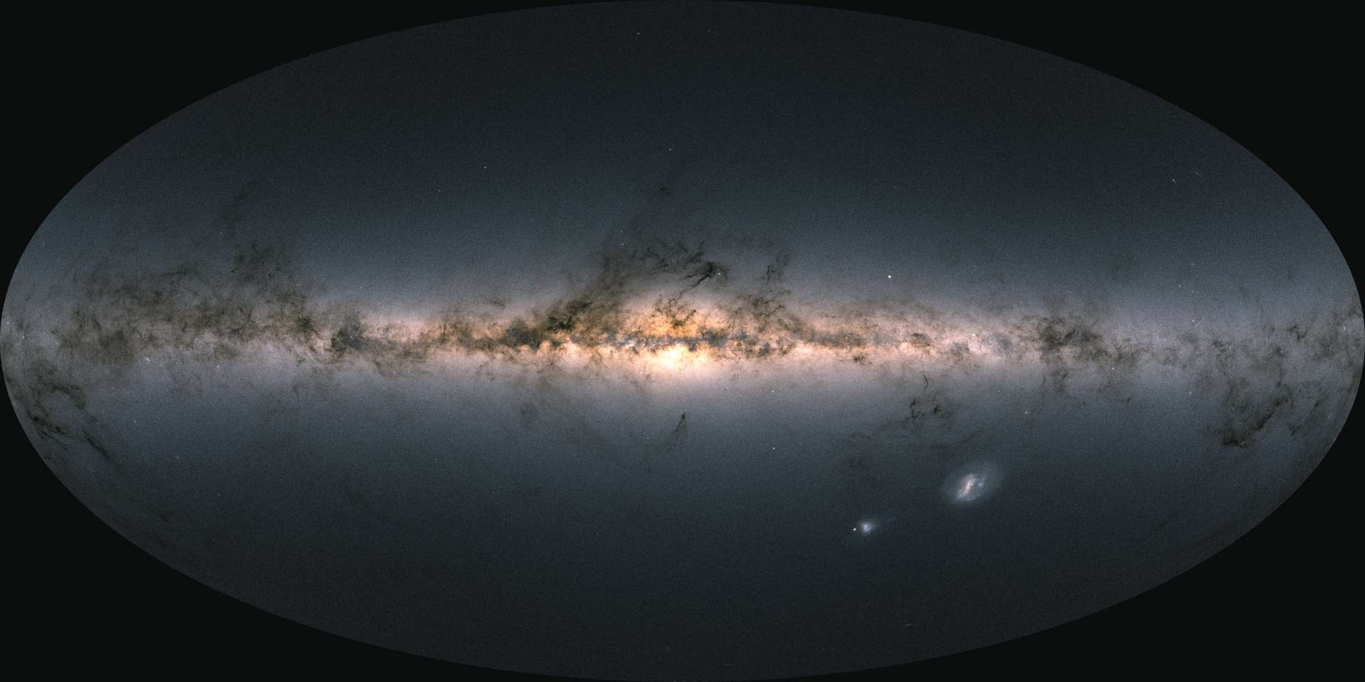 Image composite de la totalité du ciel terrestre comprenant les données de quelque 1,8 milliard d'étoiles de la Voie lactée. Observations réalisées par le satellite Gaia et dévoilées fin 2020 dans le cadre du Gaia EDR3. © ESA, Gaia, DPAC, CC by-sa 3.0 IGO