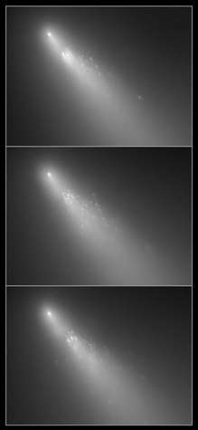 La comète 73P/Schwassmann-Wachmann 3 en train de se fragmenter vue par Hubble