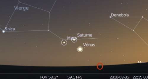 Les planètes Vénus, Mars et Saturne forment un triangle dans le ciel