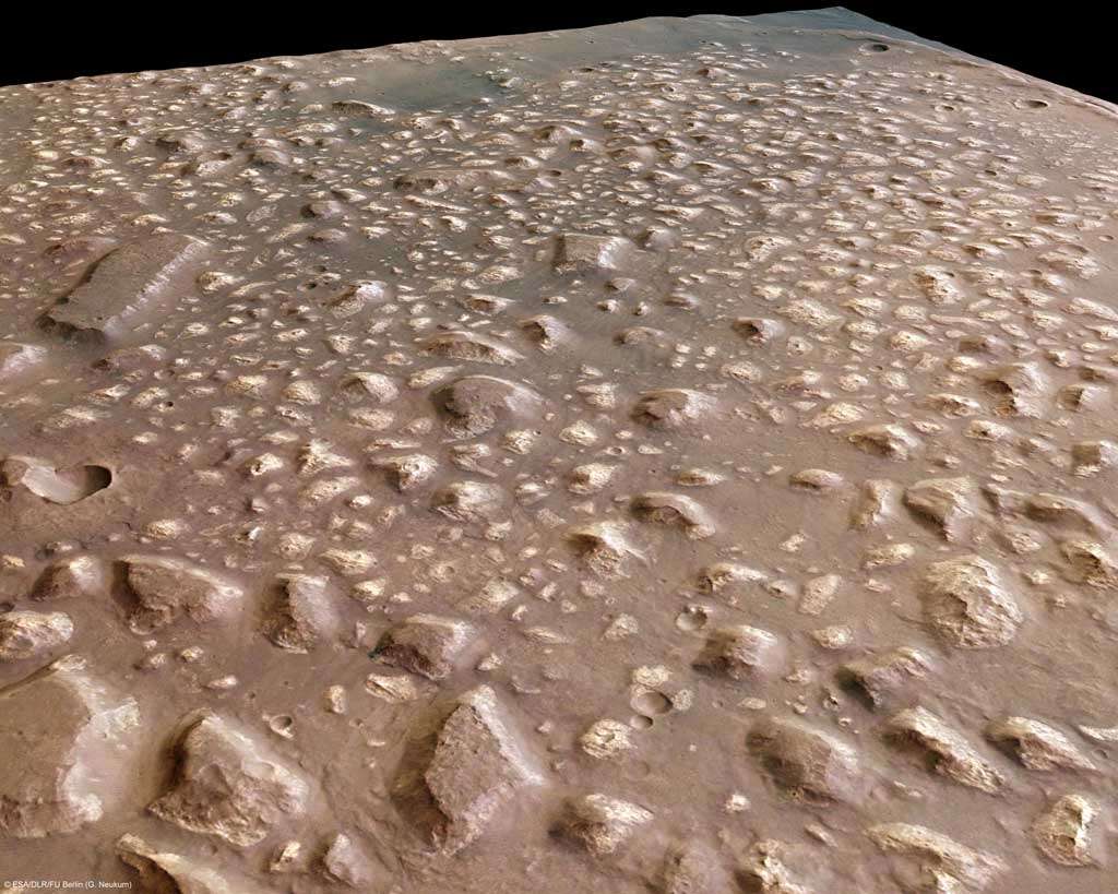Reconstitution en 3D d'après les données transmises par Mars Express. Crédit Esa