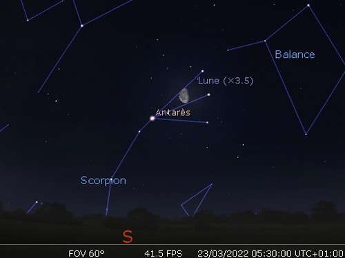 The Moon in rapprochement with Antares