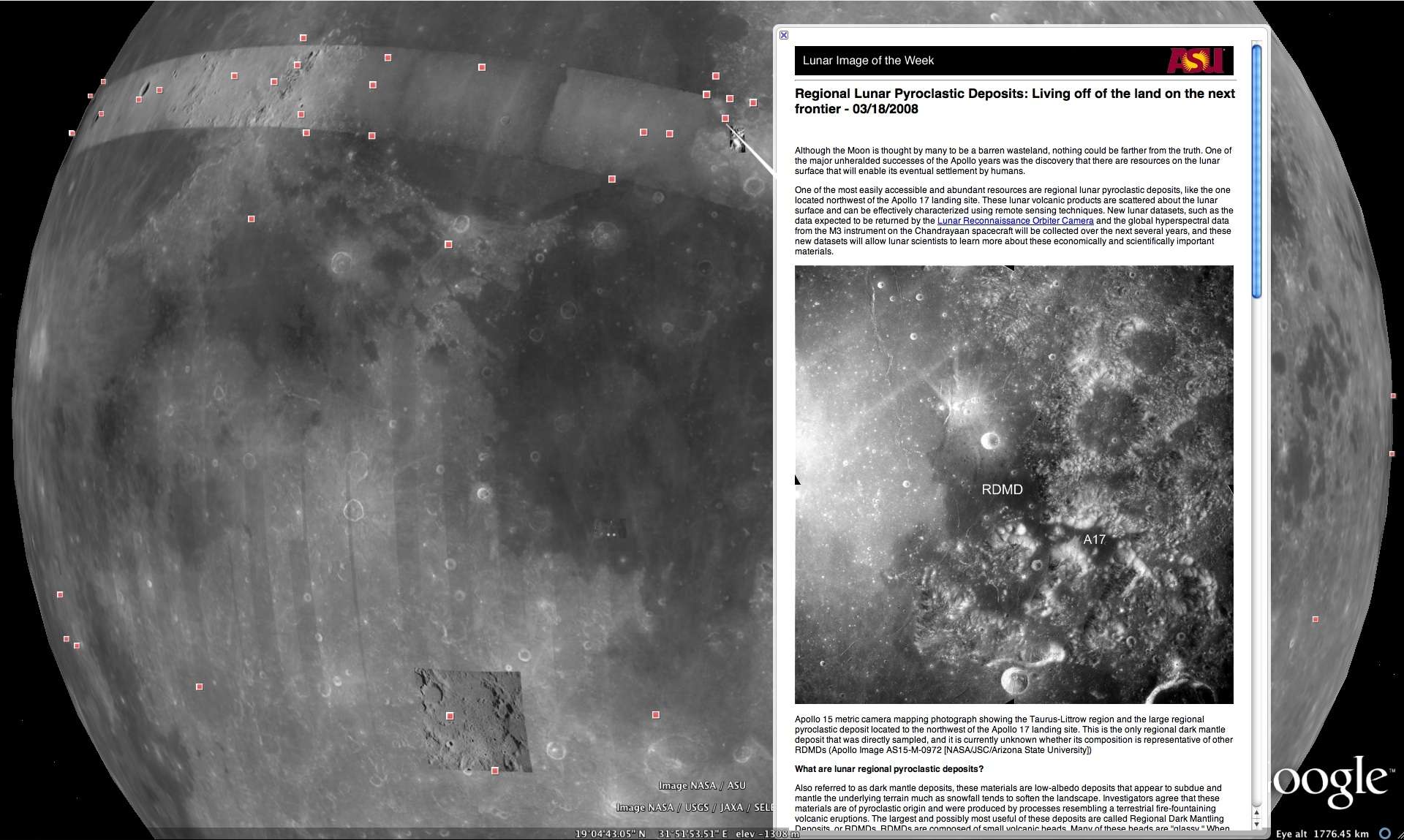 Google Moon : la Lune en 3D sur Google Earth