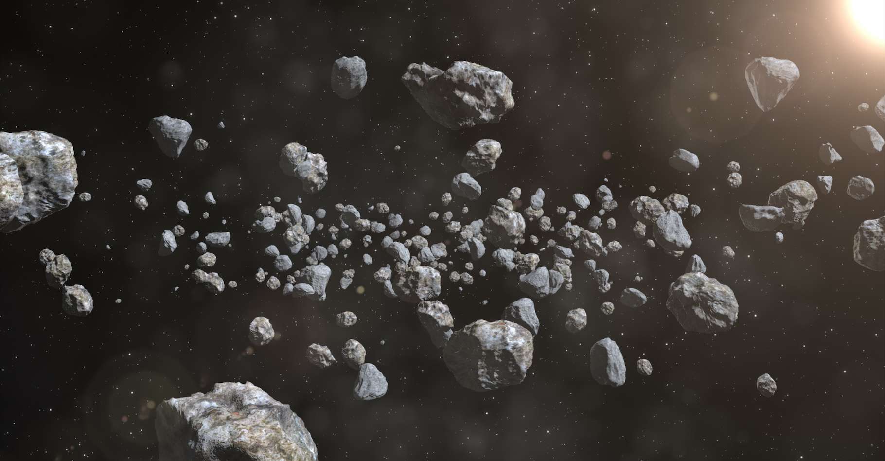 Dans la ceinture d’astéroïde, Albert Uderzo navigue en compagnie d’Astérix, Obélix, Idéfix et Panoramix. © flashmovie, Adobe Stock