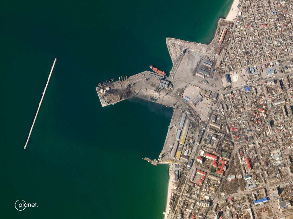 Le port ukrainien de Berdyansk, le 26 mars. © 2022 Planet Labs PBC