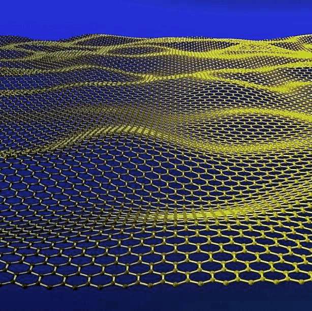 Une représentation de la structure en nid d'abeille d'un feuillet de graphène. Le graphite de nos crayons est un empilement de telles structures, dont l'épaisseur est celle d'un atome de carbone. © Jannik Meyer