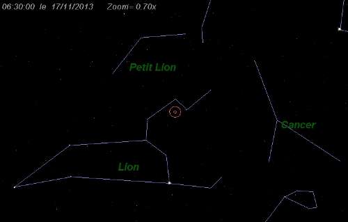 Position de la constellation du Lion le 17 à 5 h 30 TU.