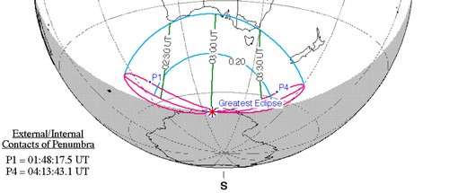 Visibilité de l'éclipse partielle de Soleil du 15 février