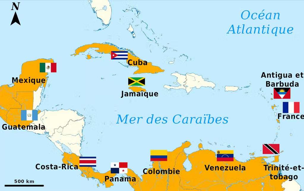 Pays caribéens impliqués dans le projet Carmina financé par l’Agence Française du Développement (AFD). © Aurélie Boisnoir & Nicolas Chomérat, Ifremer