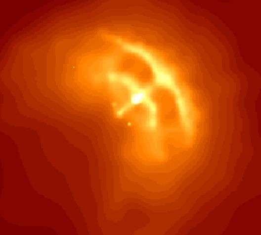 Le pulsar des Voiles, PSR B0833-45, révèle des arcs énergétiques. © Nasa/Chandra