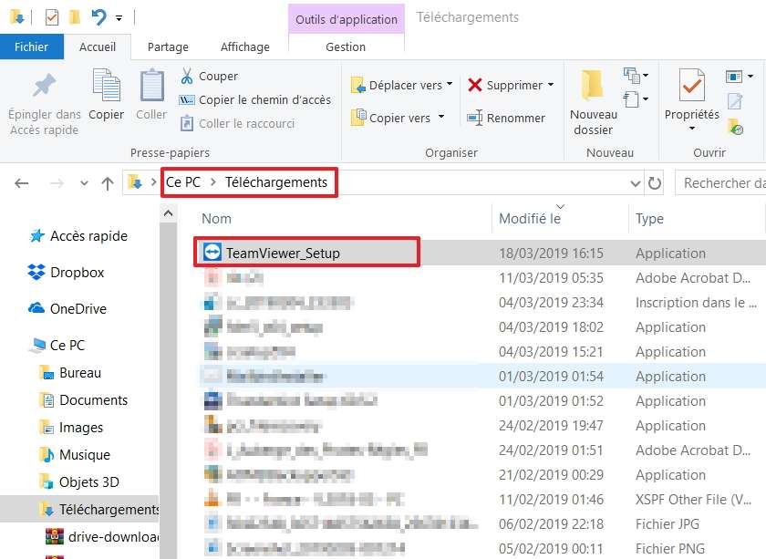 Ouvrez le dossier dans lequel le fichier d’installation a été téléchargé. © Microsoft