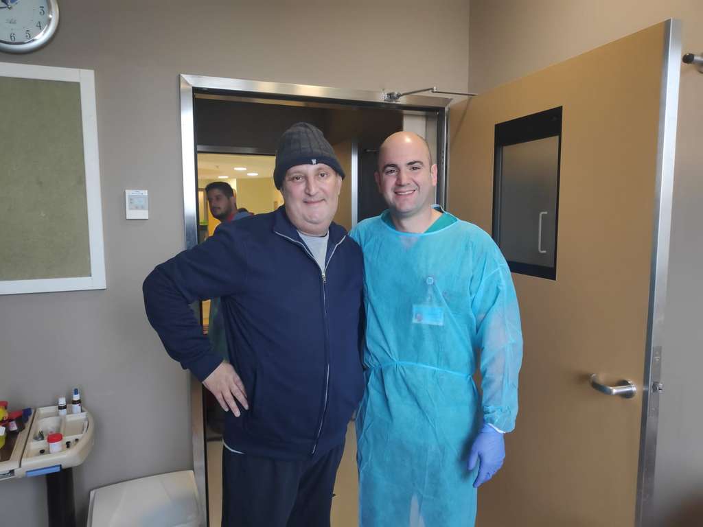 The patient recovered with Samuel Moscovici, one of the doctors who operated on him.  © Samuel Moscovici