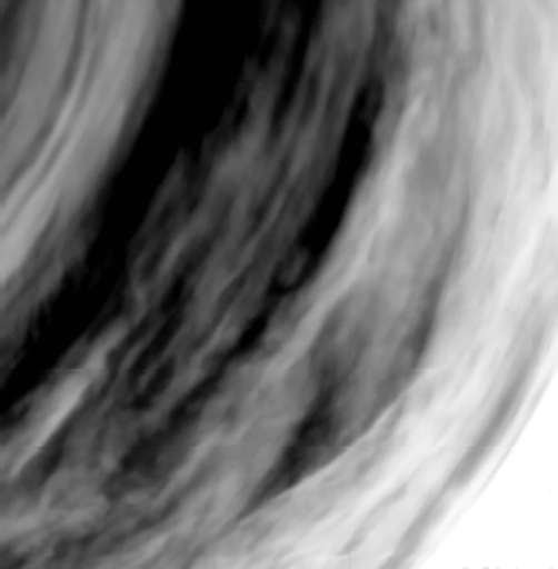 Photo l'atmosphère de Vénus prise par la sonde Vénus express (Crédits: Esa/Virtis/INAF-IASF/Obs. de Paris-Lesia).