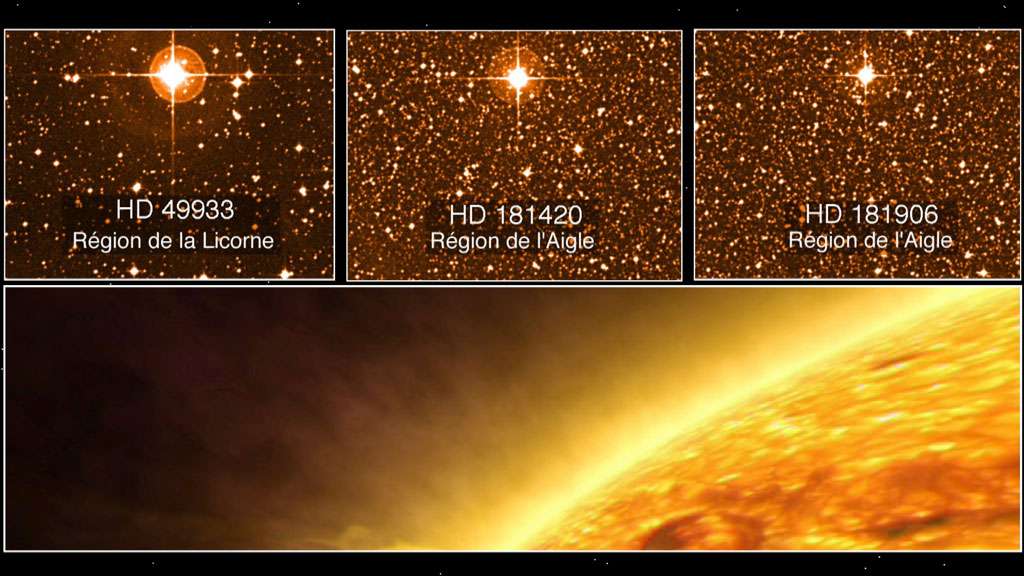Trois étoiles observées par la sonde CoRoT Trois étoiles observées par la sonde CoRoT