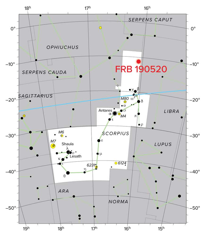 Voici la région du ciel dans laquelle se niche le FRB 20190520 B. © Bill Saxton, NRAO, AUI, NSF