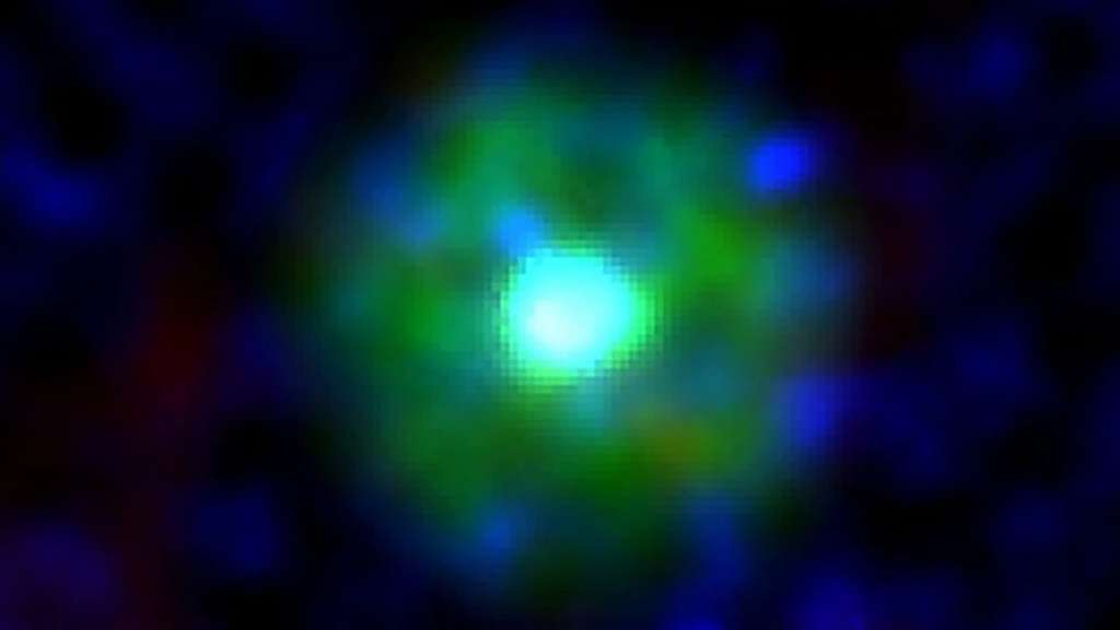 J005311 se dévoile ici dans le domaine des rayons X sur une image en fausses couleurs. © L. Oskinova, XMM-Newton, ESA, Université de Potsdam
