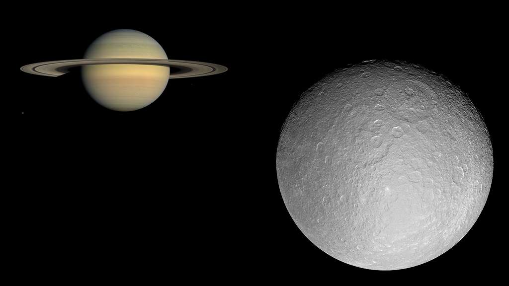 Saturne et sa lune Rhéa Saturne et sa lune Rhéa