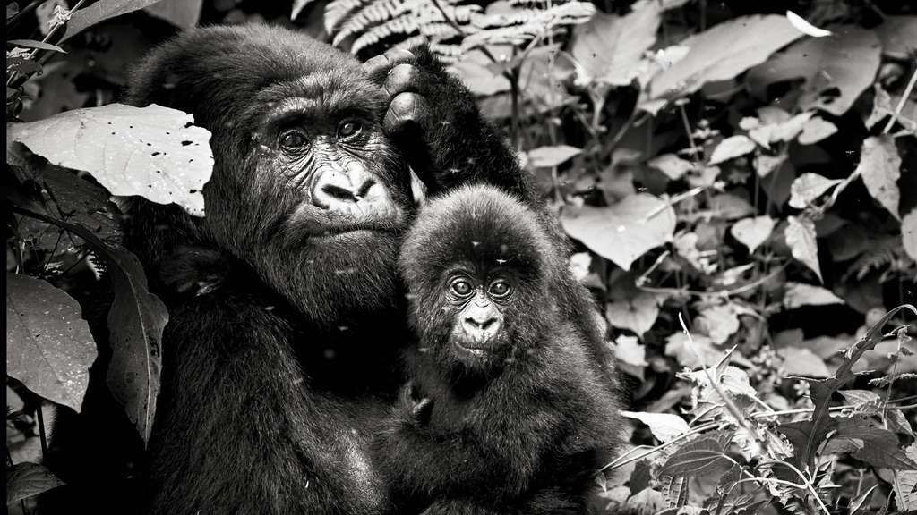 Jeune gorille âgé de 6 mois Jeune gorille âgé de 6 mois