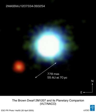 L'exoplanète 2M1207b et son étoile L'exoplanète 2M1207b et son étoile