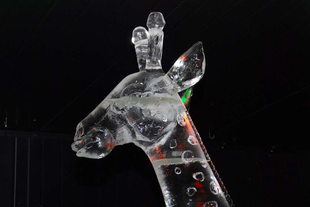Sculpture sur glace girafe, à Madurodam, aux Pays-Bas Sculpture sur glace girafe, à Madurodam, aux Pays-Bas