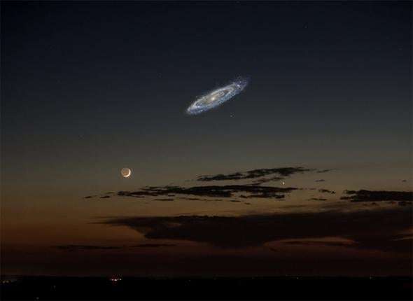 Si sa luminosité était suffisante, Andromède occuperait une part importante du ciel nocturne. © Tom Buckley-Houston