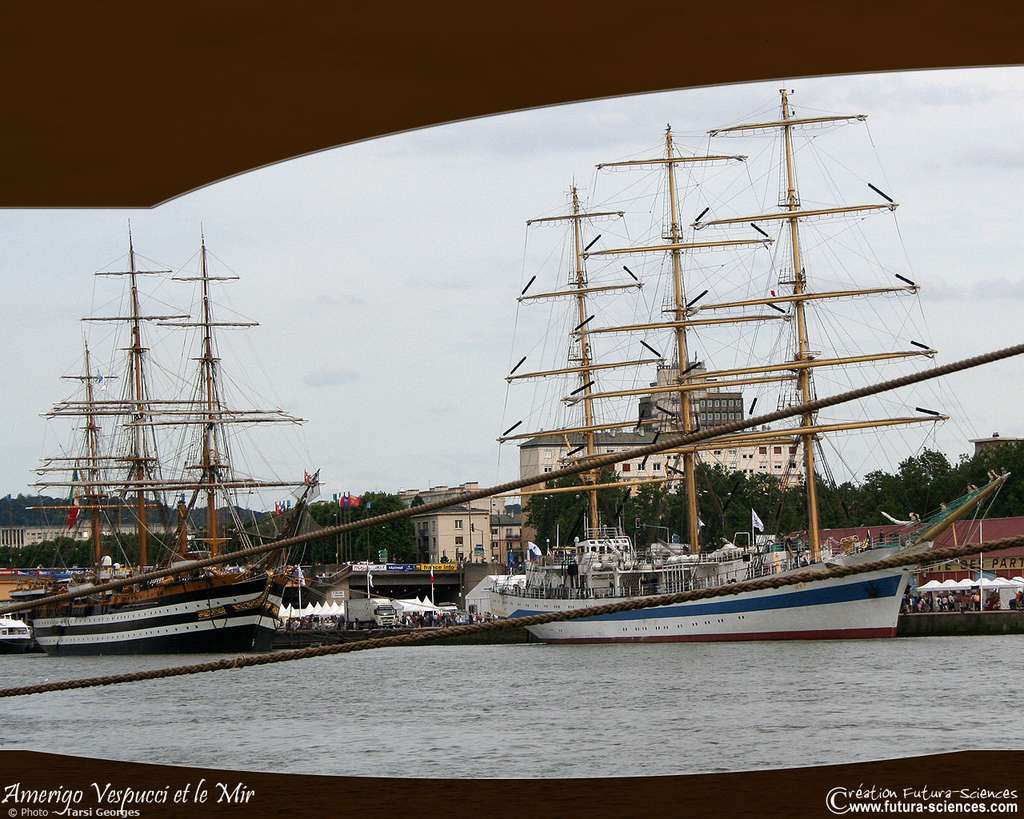Deux types de voiliers : l'Amerigo Vespucci et le Mir Deux types de voiliers : l'Amerigo Vespucci et le Mir