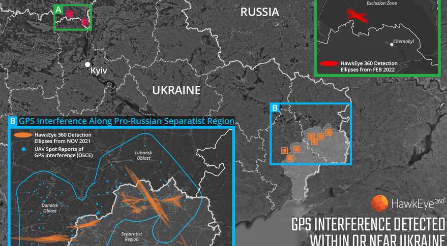 Les interférences GPS ont augmenté au cours de ces derniers mois à l'intérieur et autour du territoire ukrainien. © HawkEye 360