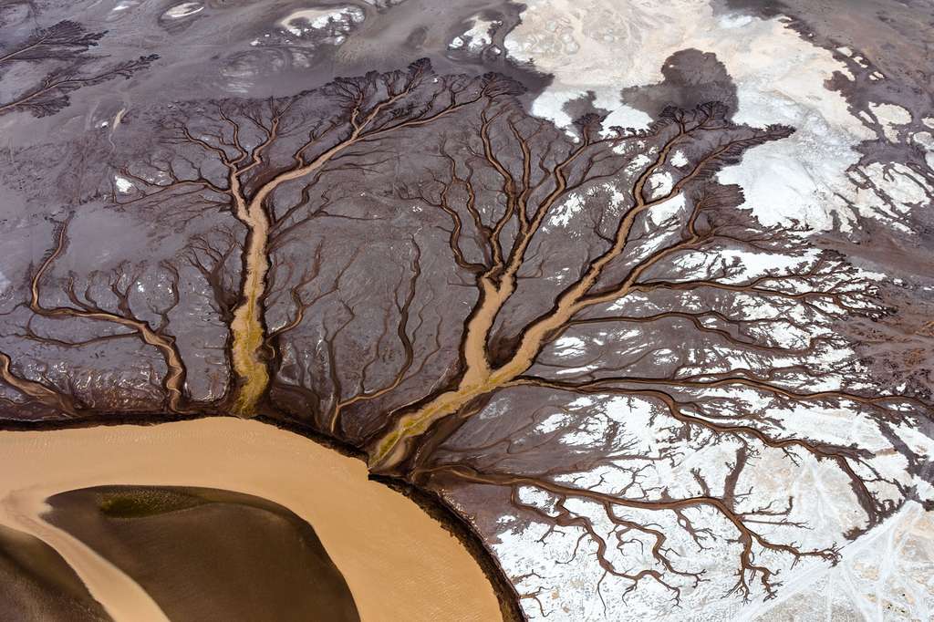 Vue aérienne du delta du Colorado à Baja Vue aérienne du delta du Colorado à Baja
