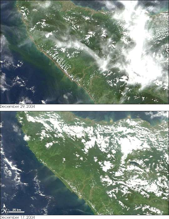 Nord Sumatra : image satellite des dégâts Nord Sumatra : image satellite des dégâts